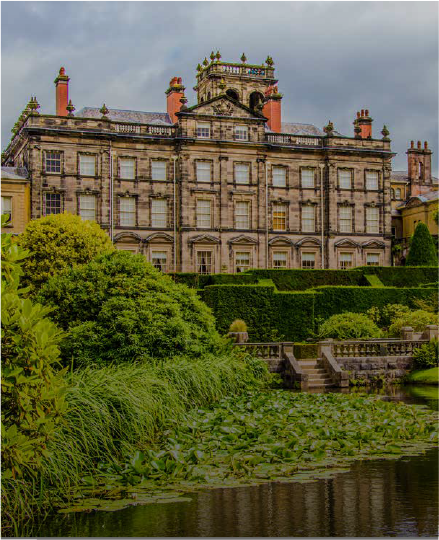 Historic country house beside a lake