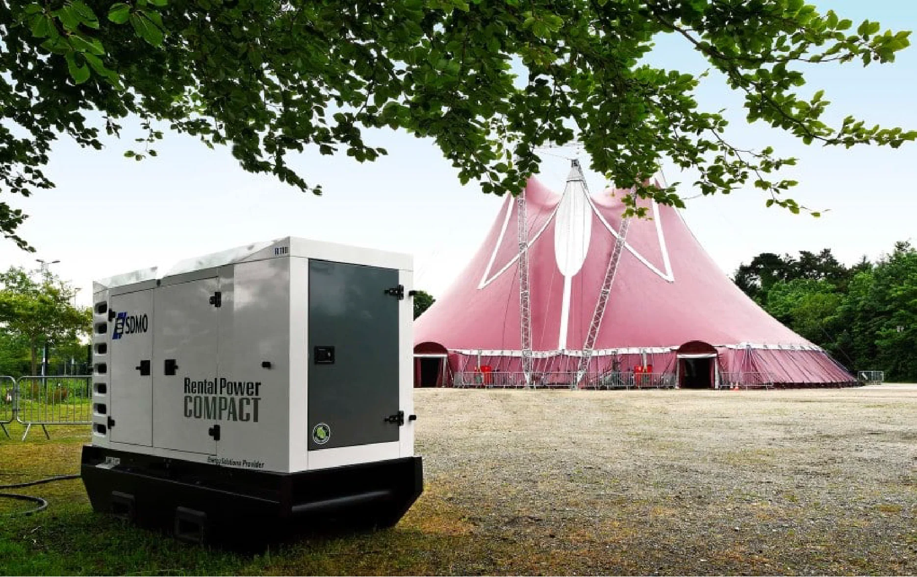 Generator beside an outdoor event tent — example for events in Lancashire