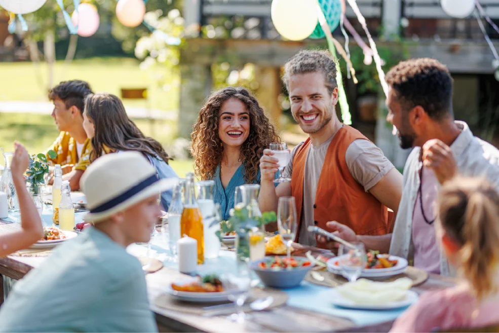 Guests seated at an outdoor celebration — example for events in Manchester
