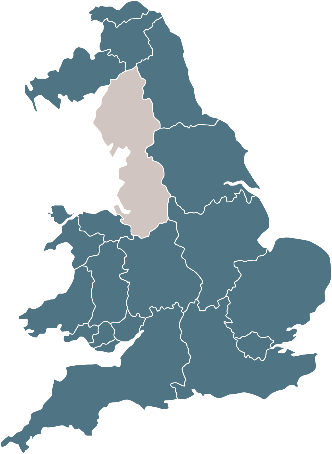 Map of England with the North West highlighted